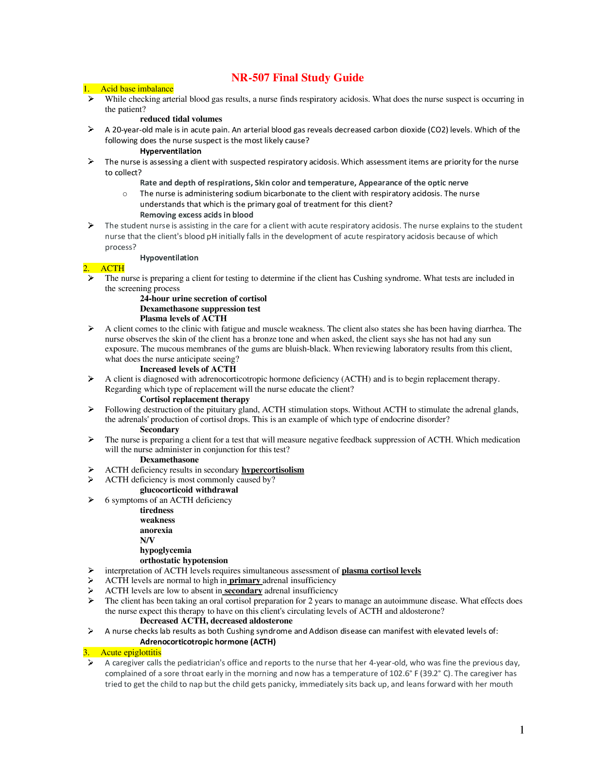 Preview of NR 507 Final Possible Questions (Study Guide) Latest Update